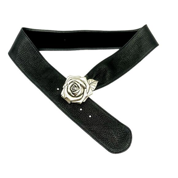 Brighton Black Leather Rose Buckle Belt main image 8